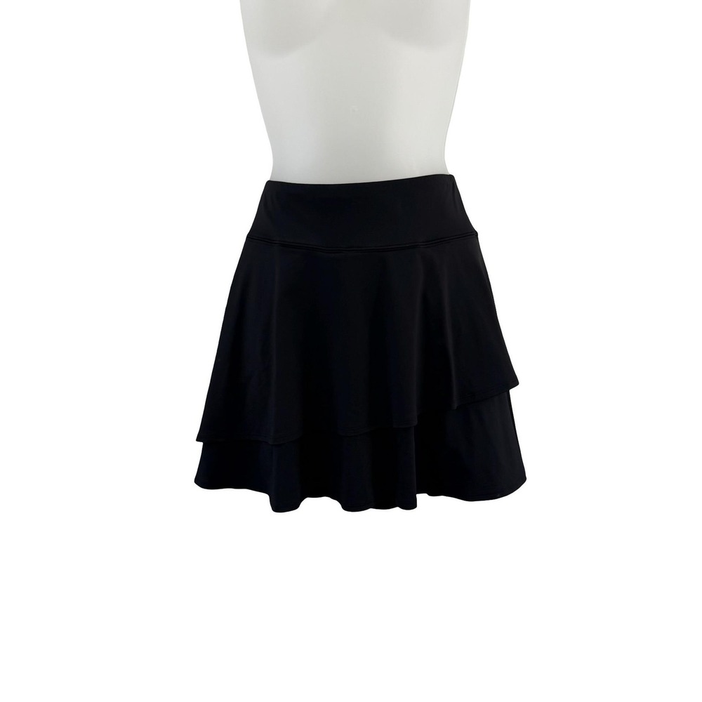 Lands' End Skort Women's M 10-12 Black Tiered Ruffle Golf Skirt Pocket Shorts
